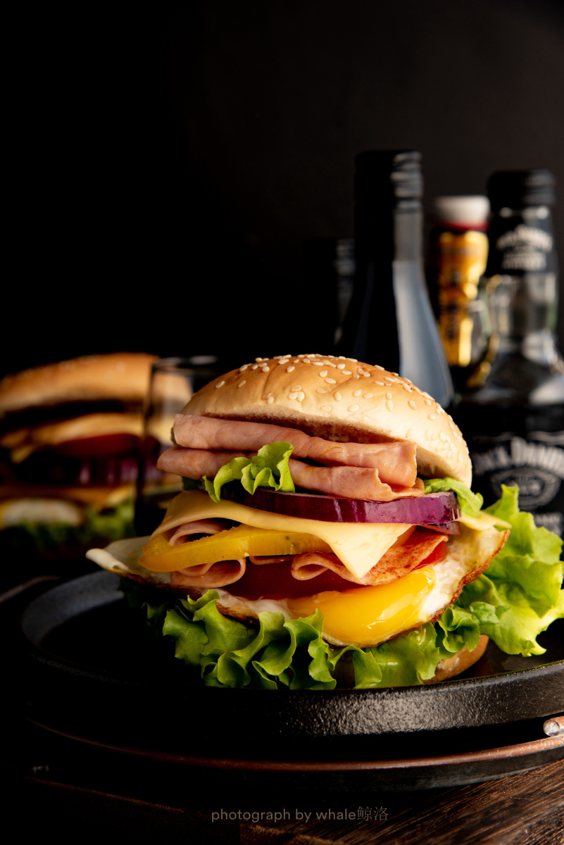 美食静物拍摄家庭版自制汉堡包
