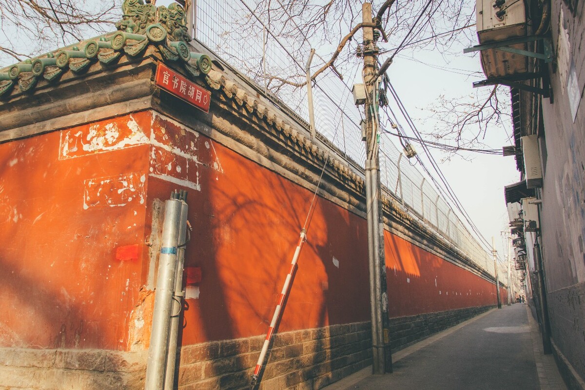 国子监大街附近的一条小胡同，不时有自行车叮当而过