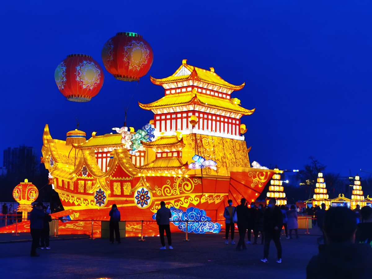 灯会2021过大年图片西安大明宫灯会图片大明宫新春灯会航拍大明宫灯会