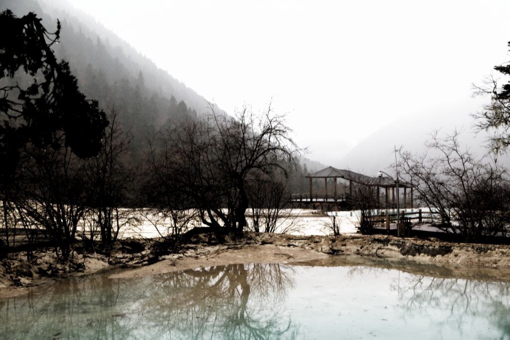 非丰水期黄龙。错过五一高峰期来到黄龙，正赶上下着大雨，景区内游人寥寥......