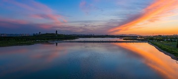 滹沱河晚霞