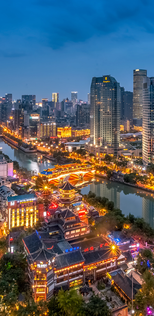 成都锦江廊桥夜色