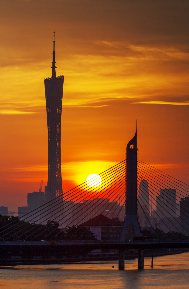 双龙戏珠广州市小蛮腰,海印桥日出时分 - 及时雨a志丹 - 图虫
