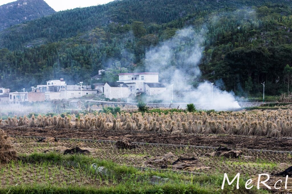 这儿没有什么特别的美景，只有炊烟，围绕稻草焚烧的烟雾，瓦砖的房子。