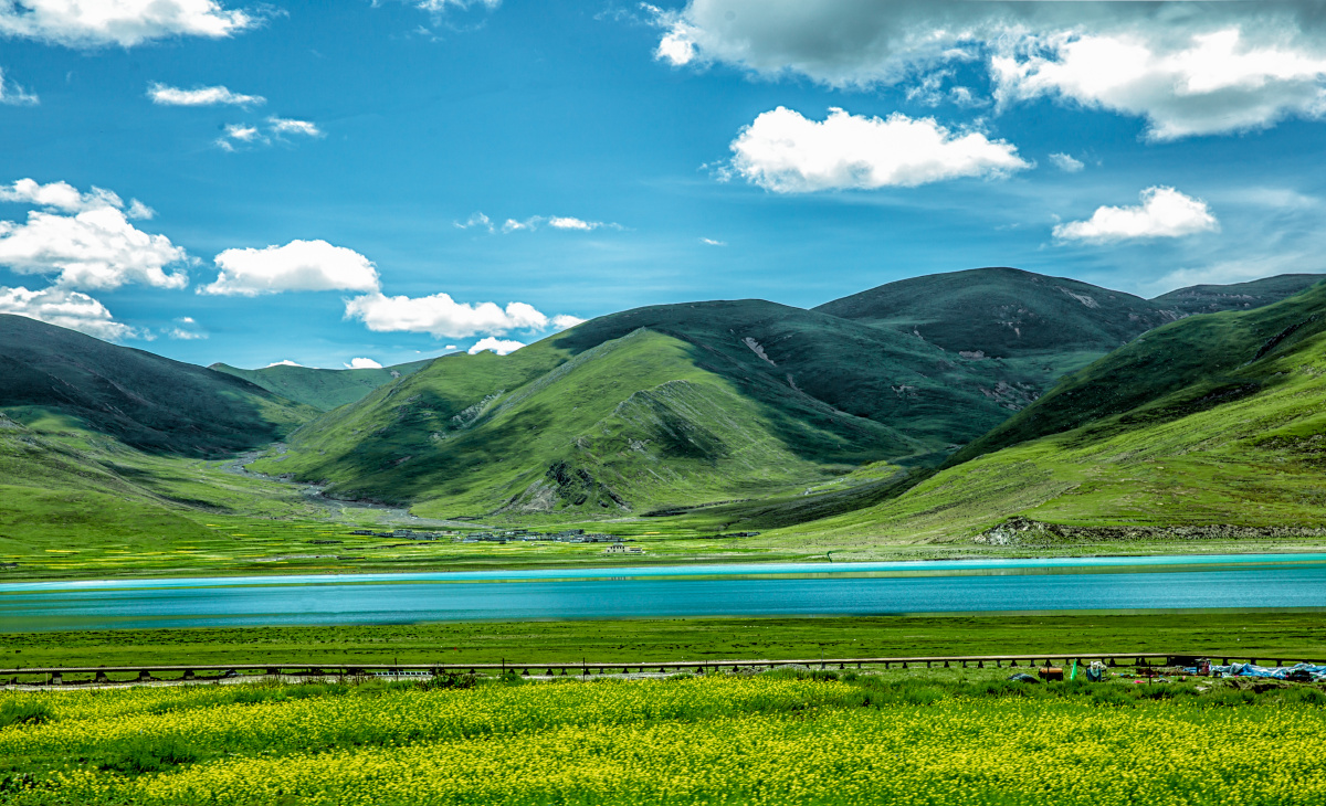 夏日羊湖水草丰美