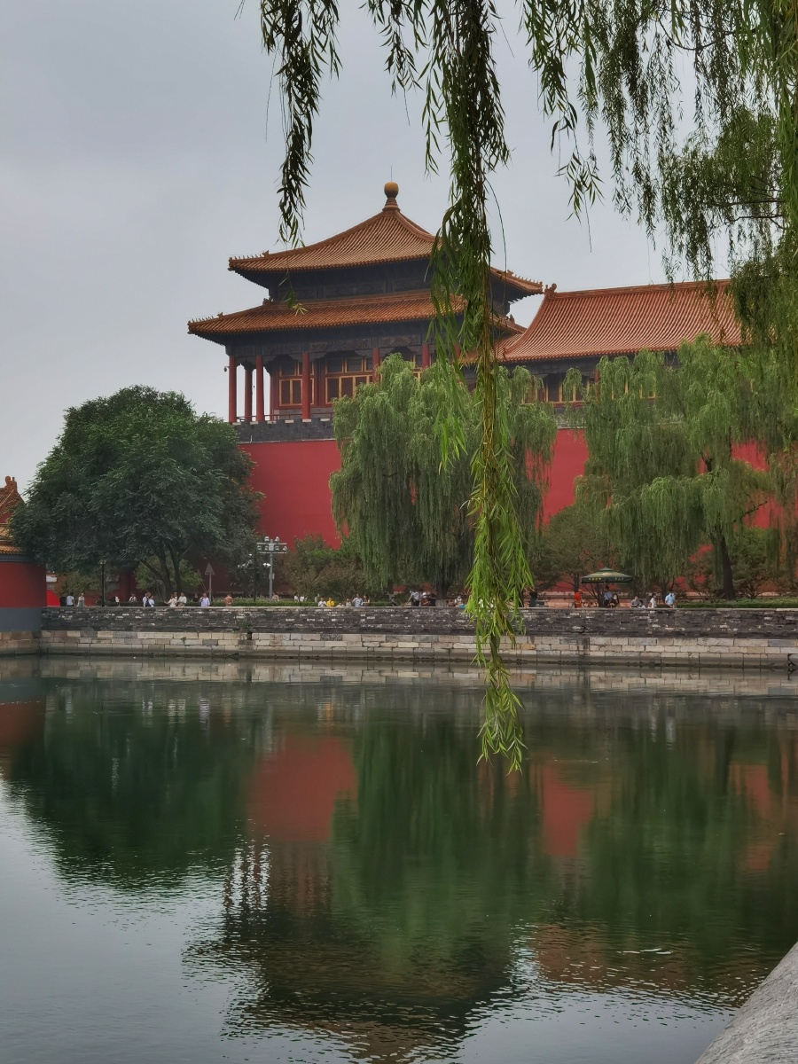 故宫角楼,红墙,柳
