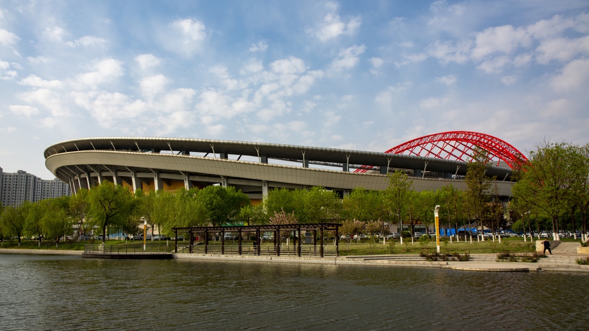 春天到了淄博齐盛湖水系公园