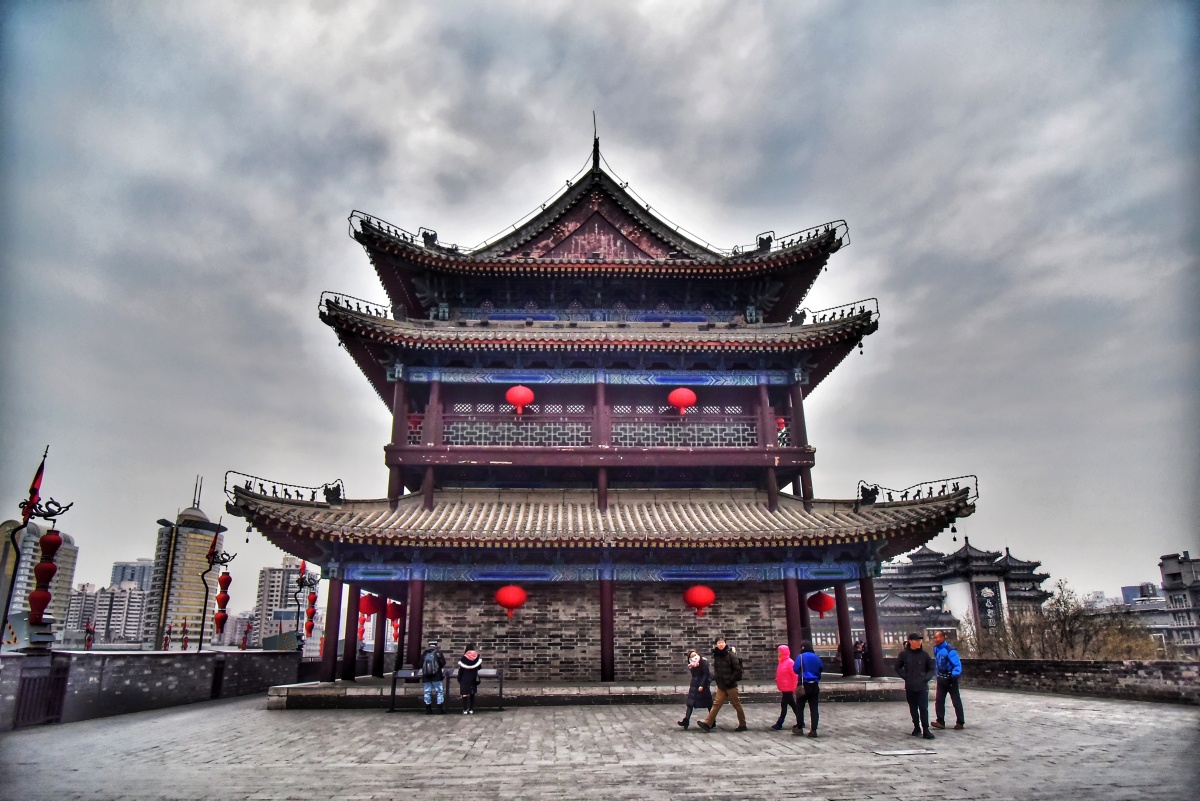 西安古城墙城楼摄于西安永宁门