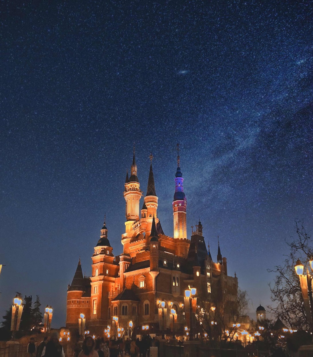 三刷迪士尼冬日夜空下的城堡多希望可以有一片星空第一次星空滤镜get