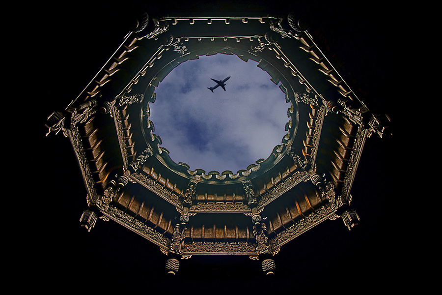 一古建天窗,后期换天加飞机