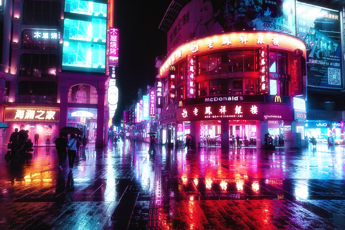 雨天夜色一组赛博朋克