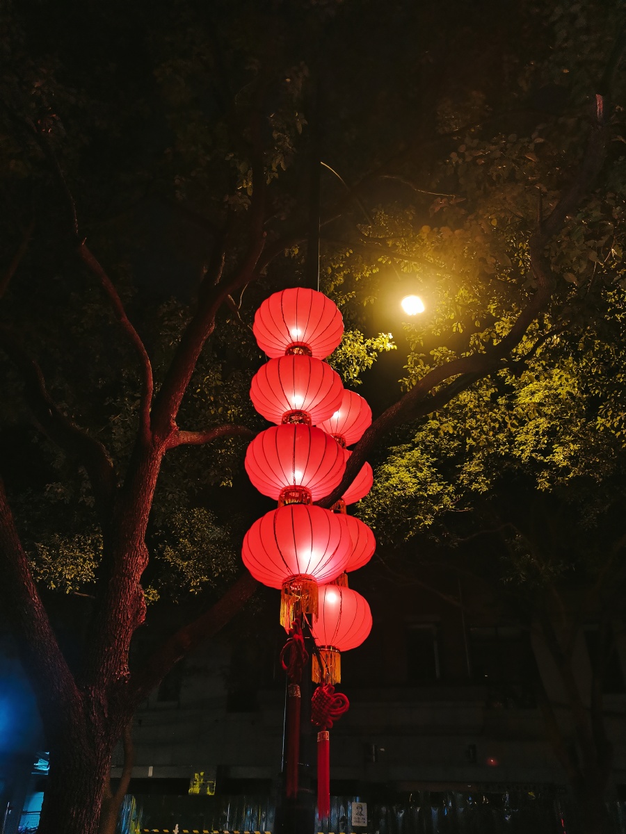 红灯笼高高挂起来 临近过年,街道上挂满了红灯笼