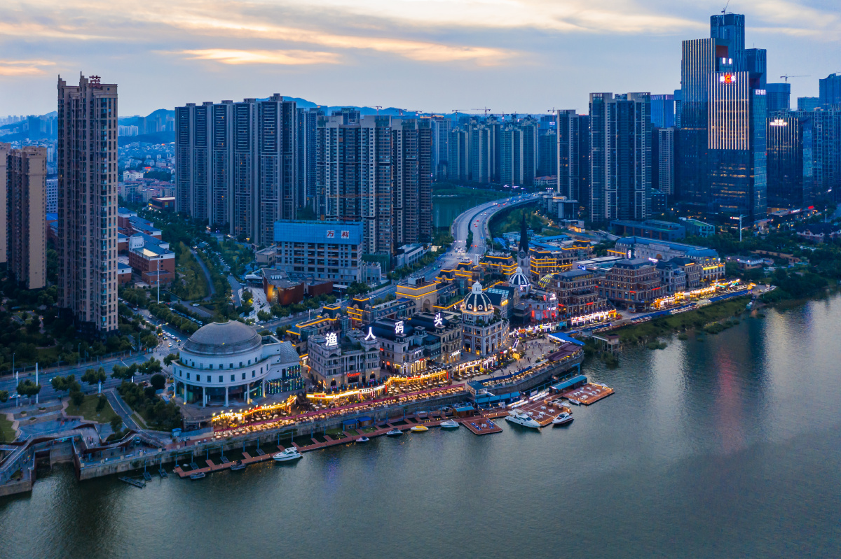 鸟瞰湘江渔人码头