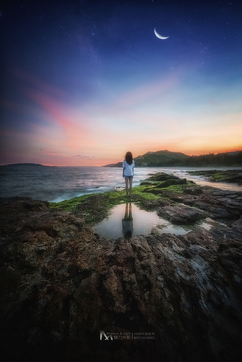 星月之间如影随形摄于惠州盐洲岛