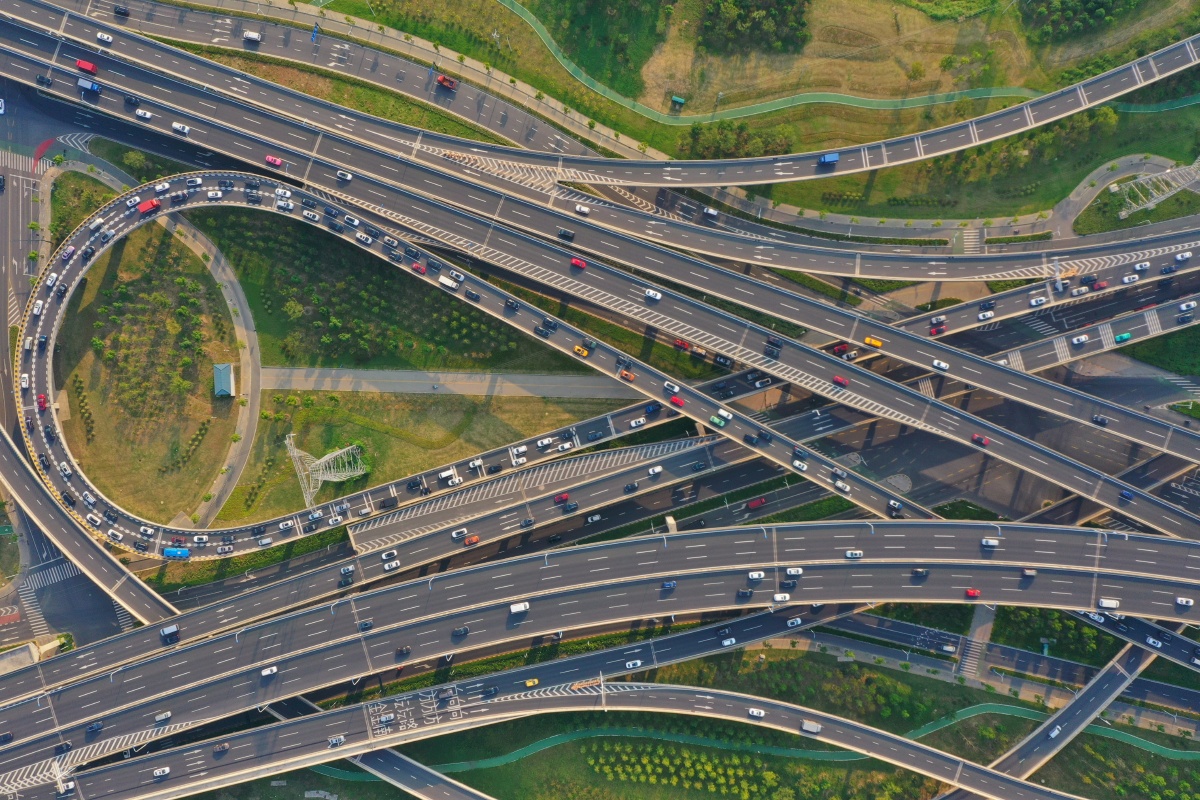 航拍常州长虹路高架立交