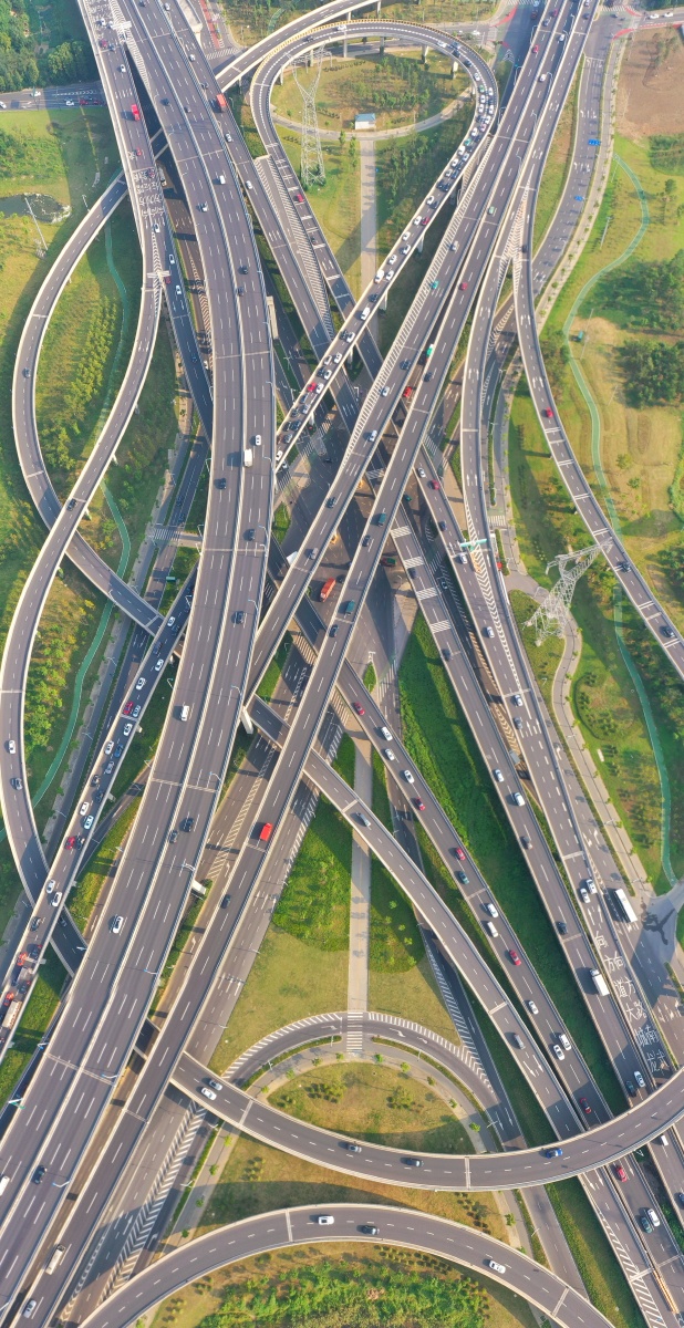 航拍常州长虹路高架立交