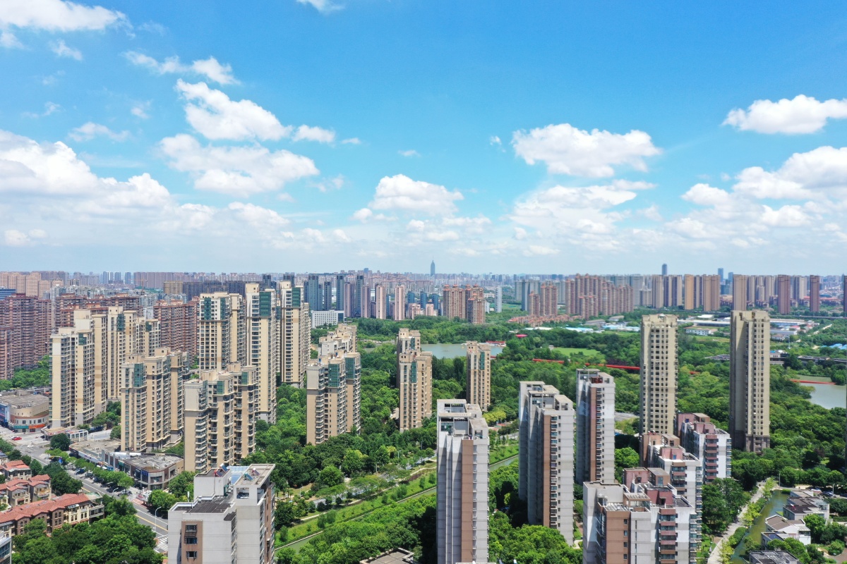 航拍常州钟楼开发区