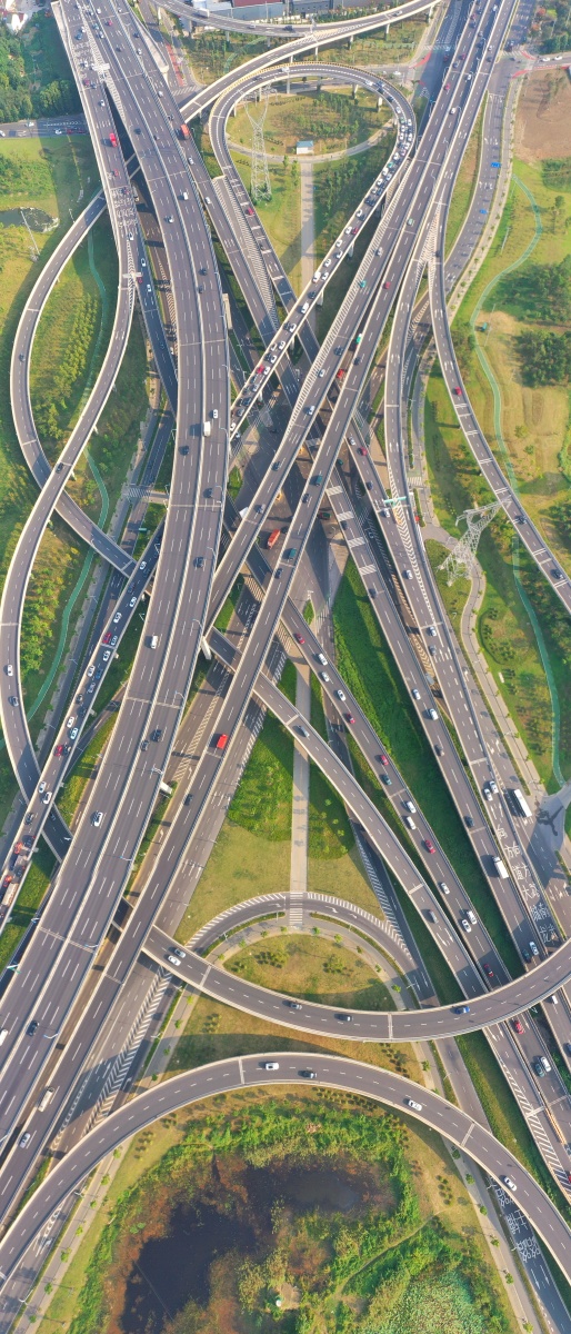 航拍常州长虹路高架立交