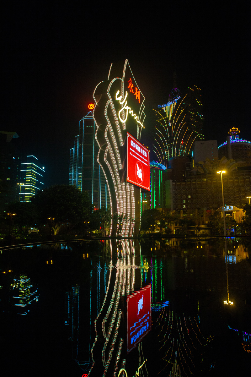 冬季澳门街头日与夜