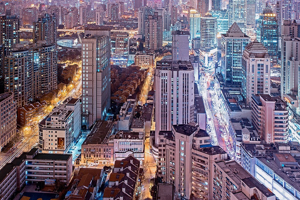 俯瞰，迷人的夜色，迷人的灯光。