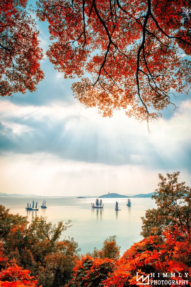 鼋头渚的帆船,如画的风景