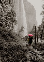 瀑中景，景中人