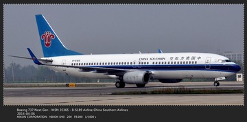 Boeing 737 Next Gen - MSN 35365 - B-5189 Airline China Southern Airlines