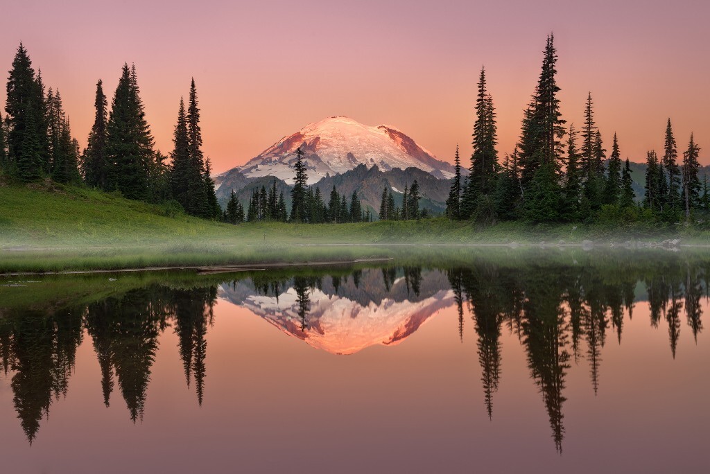 第一次去雷尼尔山，选择了比较保险的Tipsoo Lake。周末往返东西海岸实在太累了，而且这片地区即使有两周也拍不完。提前预定明年夏天的雷尼尔山吧：）