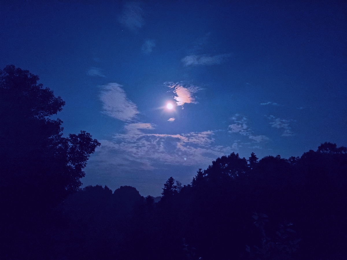 乡村里夜晚的月亮宁静而安祥