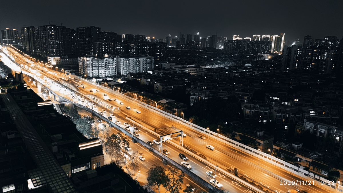 成都市 城东 二环高架夜景