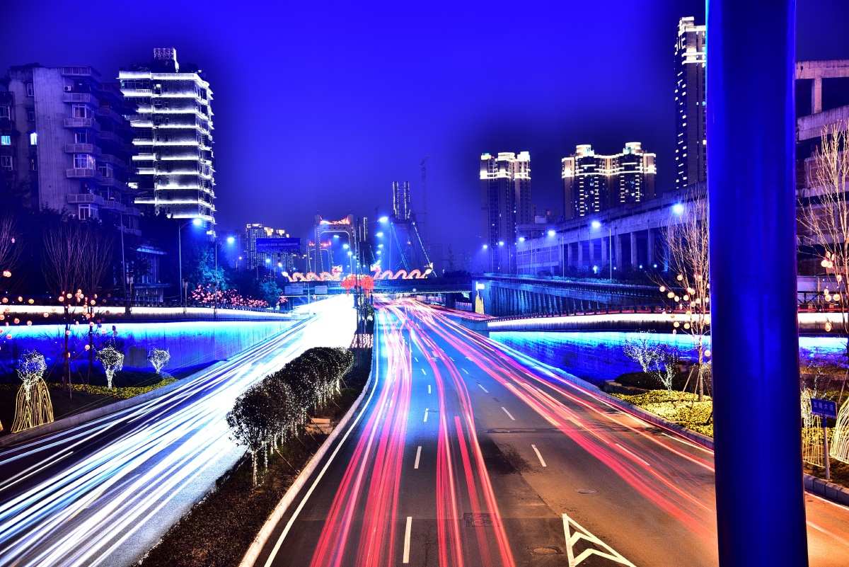 2019年春节61夜色61蓝拍摄于重庆九龙坡区谢家湾