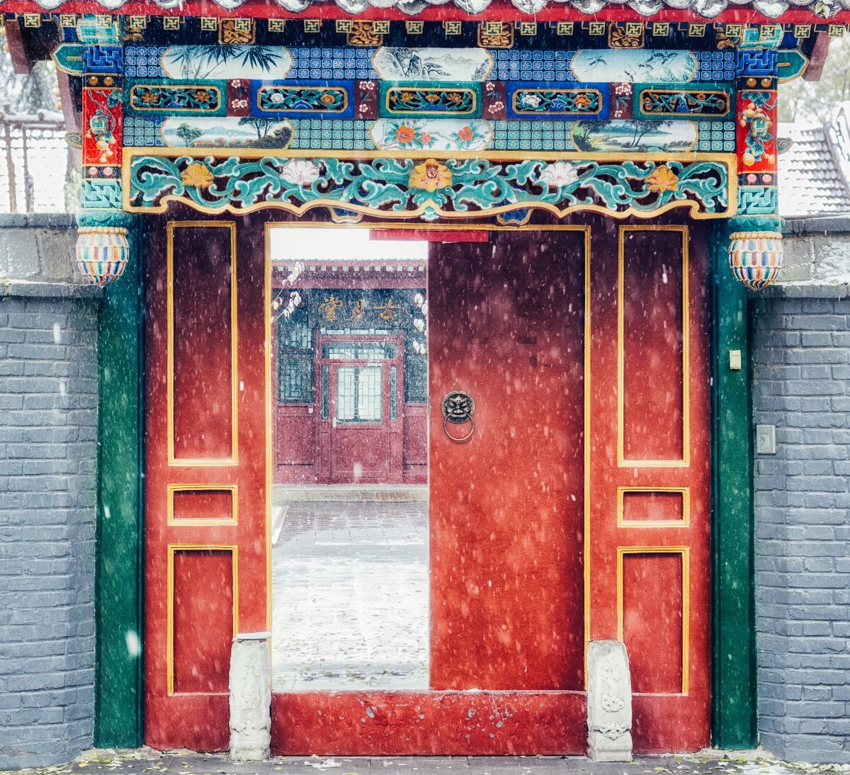 雪中的古月堂，清华大学早期建筑之一。