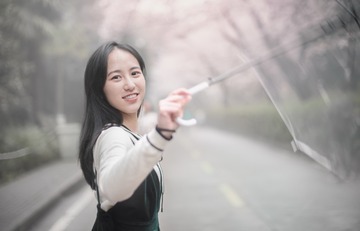 清晨的樱花大道上