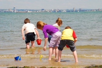 Kids playing on beach