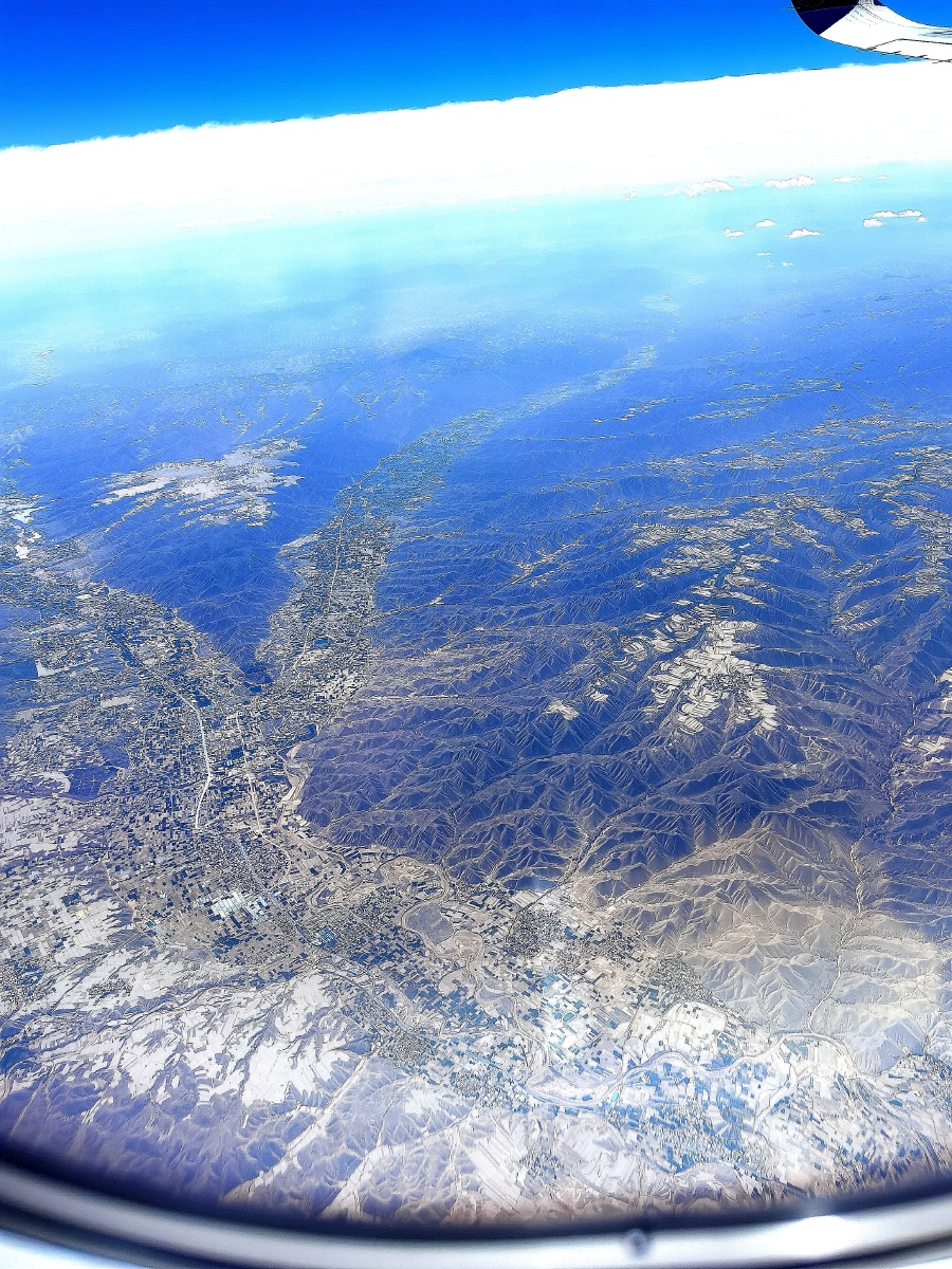 1万米高空俯瞰白银市靖远县