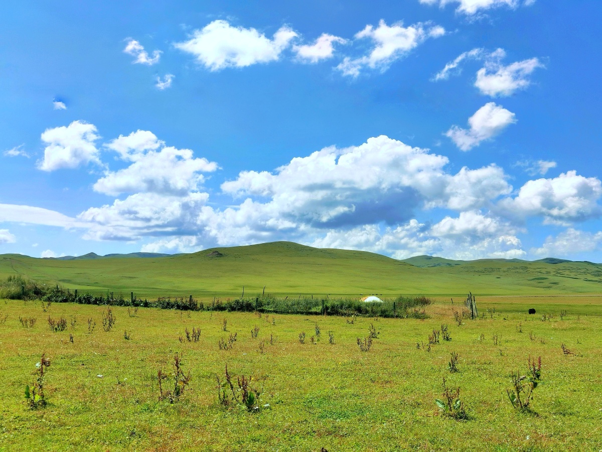 蓝天白云下的人家甘肃岷县