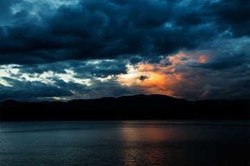 泸沽湖夕阳
