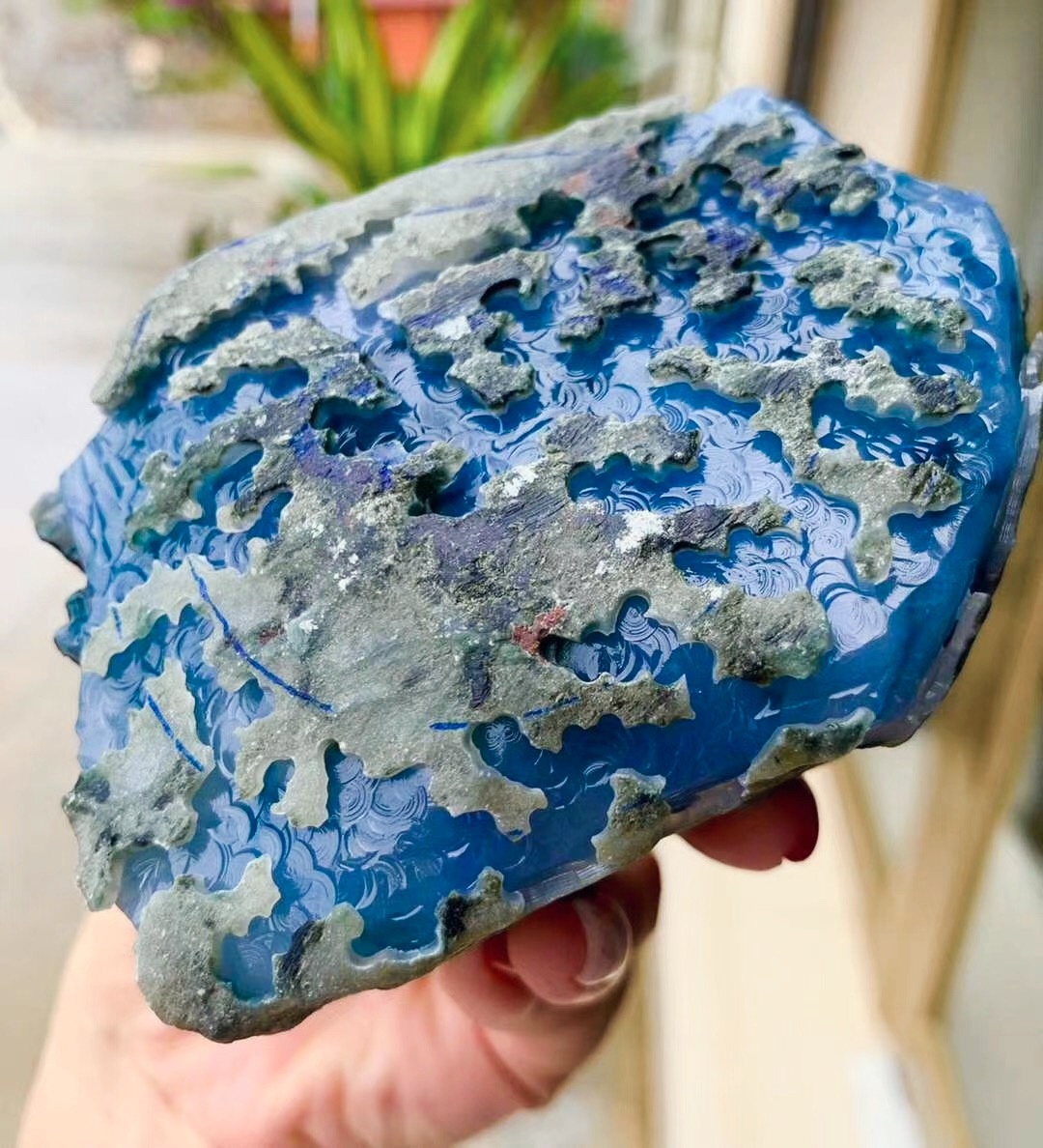 蓝冰飘花手镯料