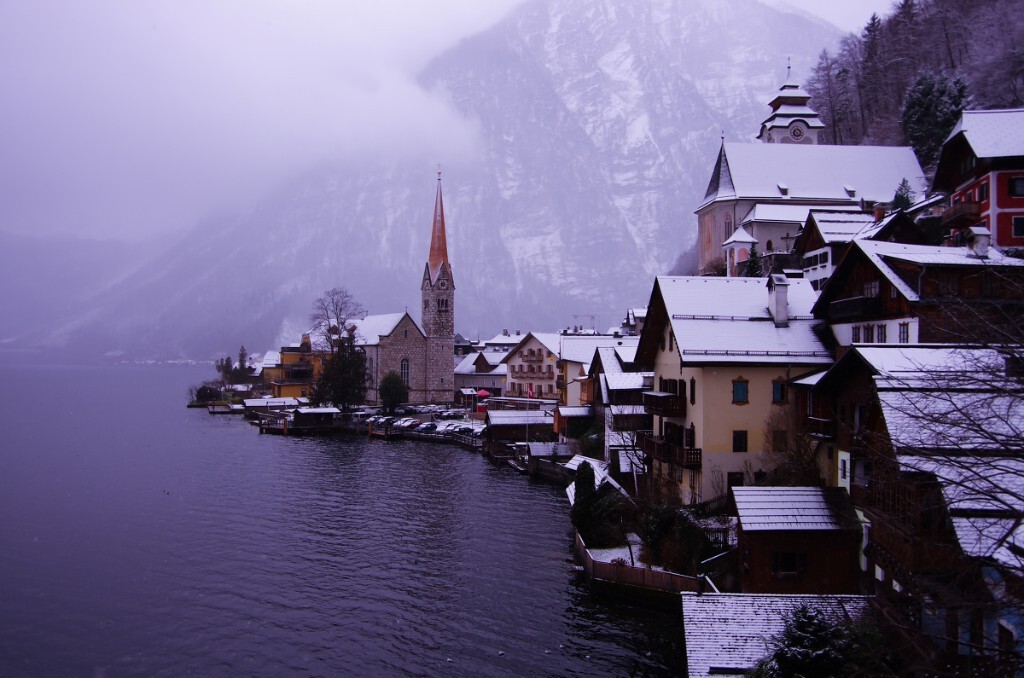 雪中Hallstatt
