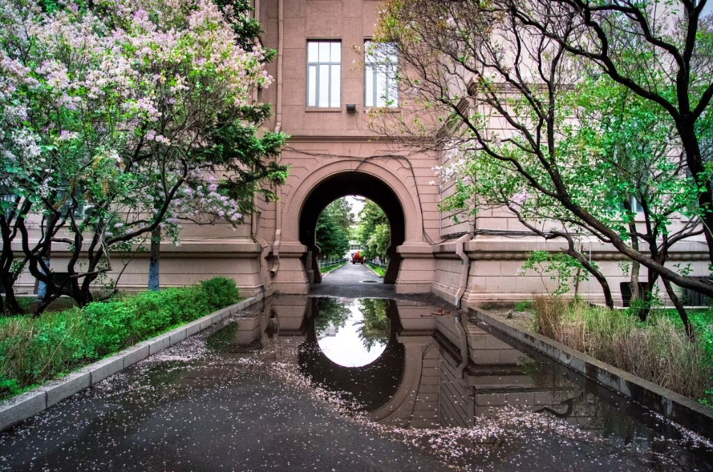 雨后，摄于哈工大航天学院楼门洞