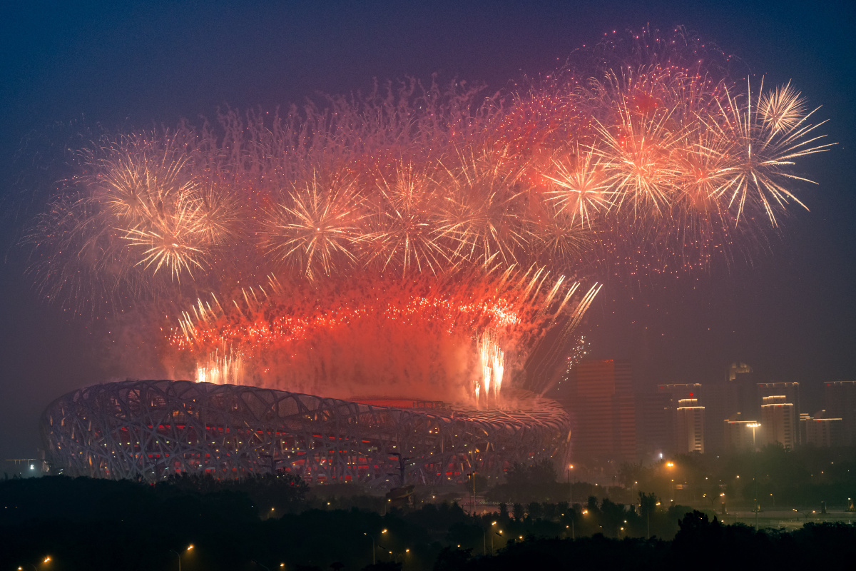 鸟巢烟火表演