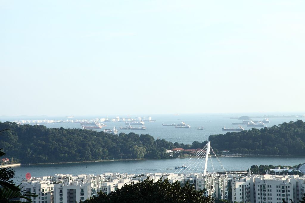 新加坡港口,套机头,拍不了远景,隐隐的看个大概,摄于花芭山