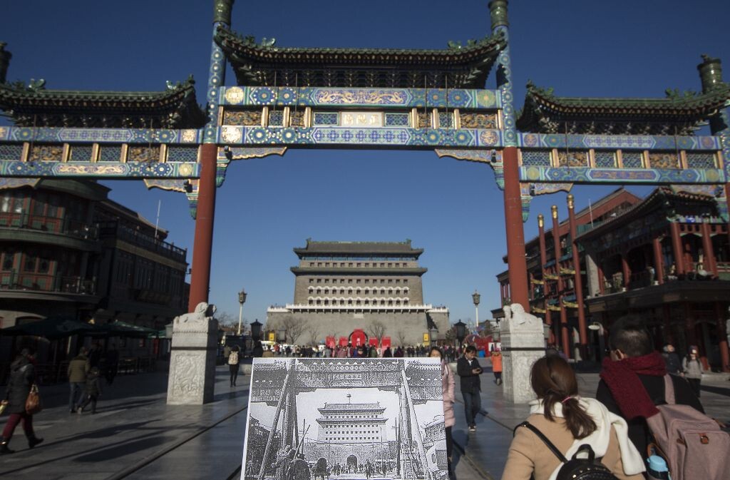 正阳门，人们习惯叫前门。早在明朝就是有名的商业街，如今也是旅游购物场所。