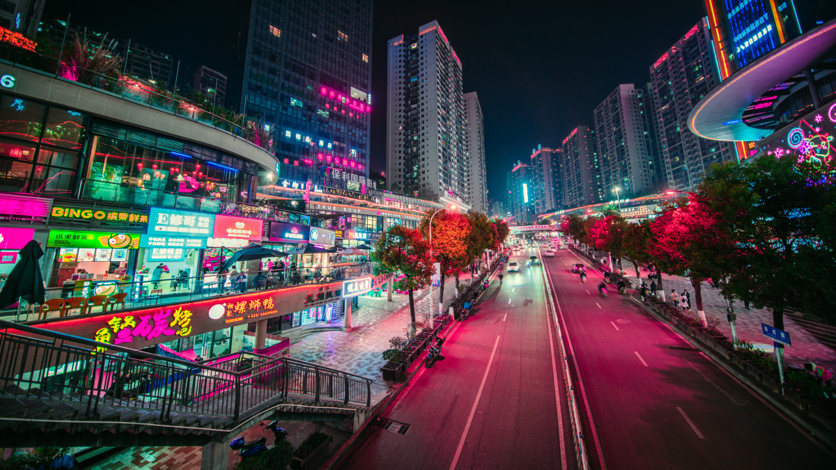 赛博朋克风格城市街道