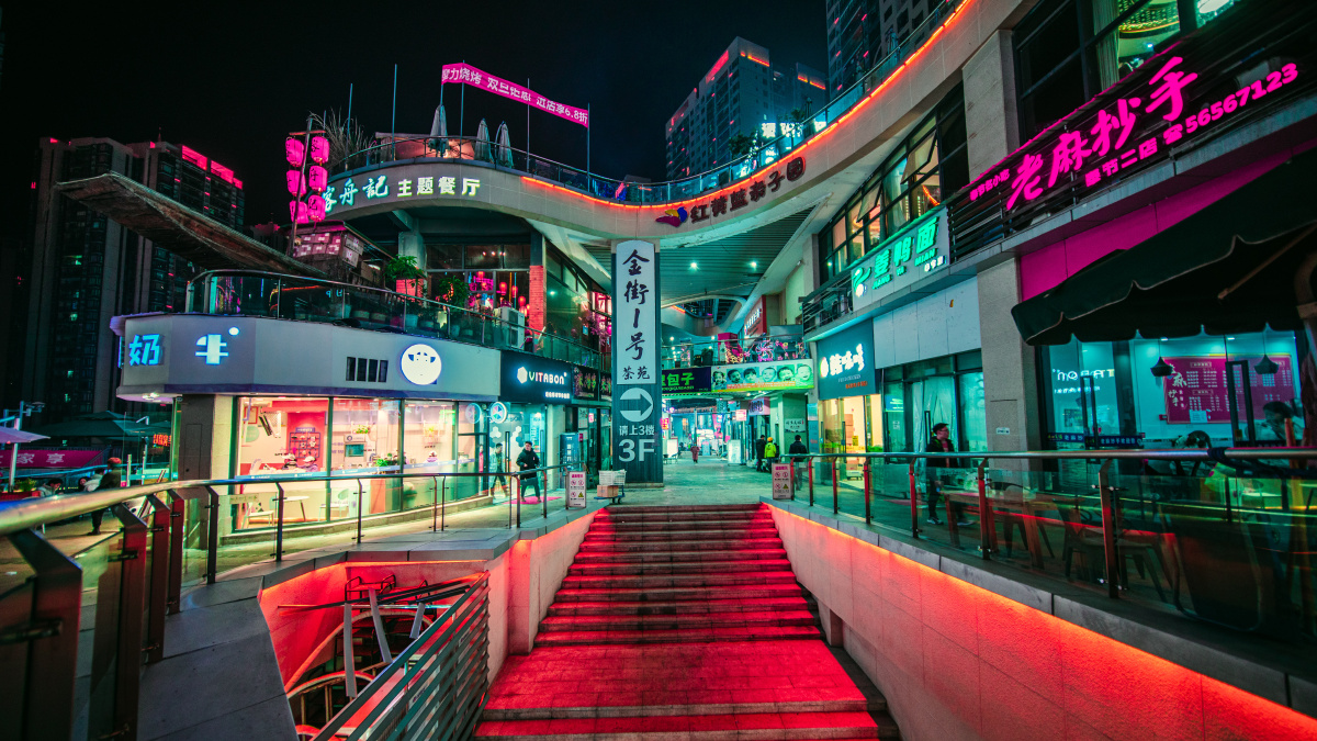 赛博朋克风格城市街道