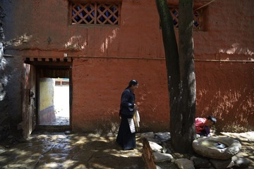 Pilgrim in Shalu Monastery