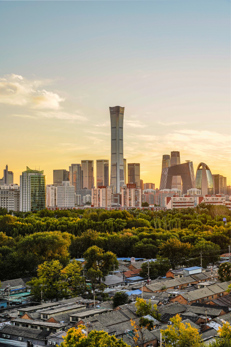北京国贸cbd黄昏日落城市天际线