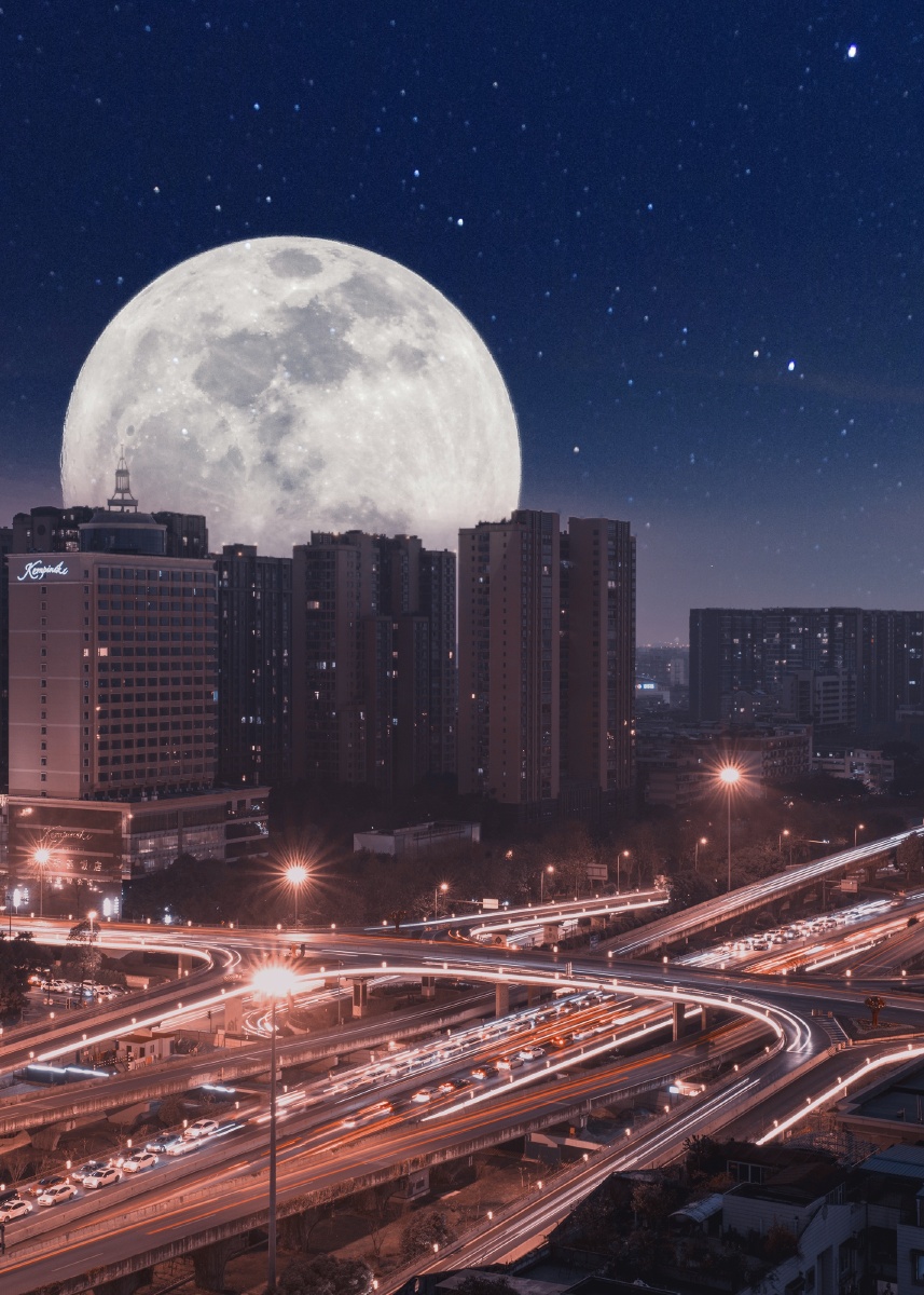 明月城市夜景爬楼