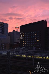 台风前京都の粉红夕阳