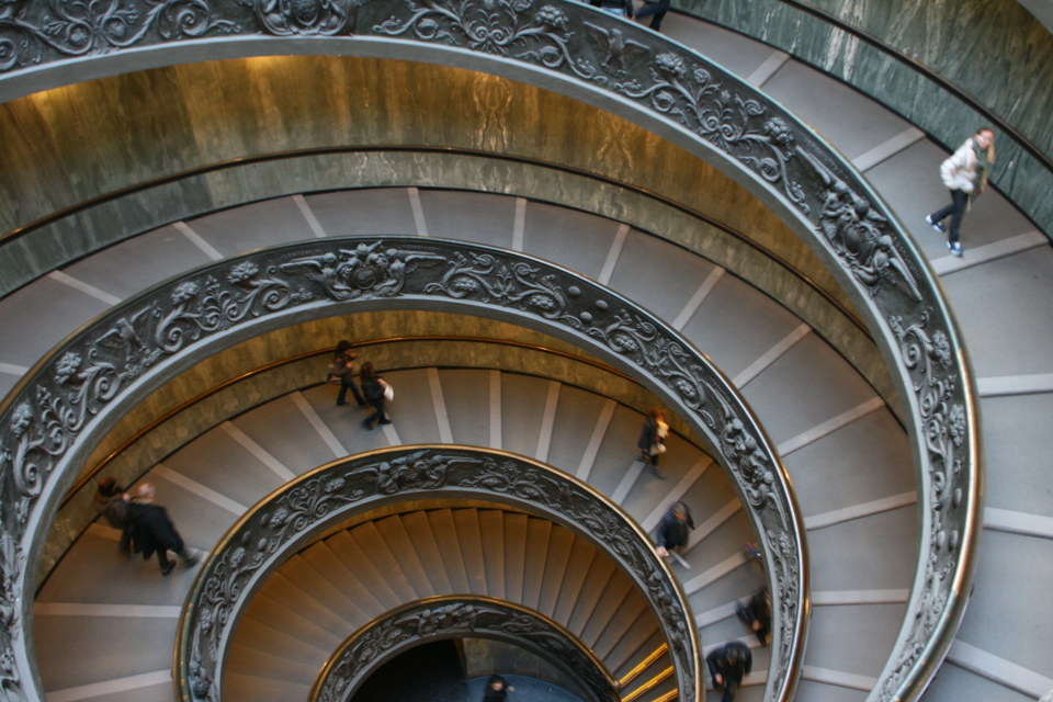 螺旋楼梯 br /> 螺旋楼梯@梵蒂冈博物馆,梵蒂冈;米开朗基罗的著名作品